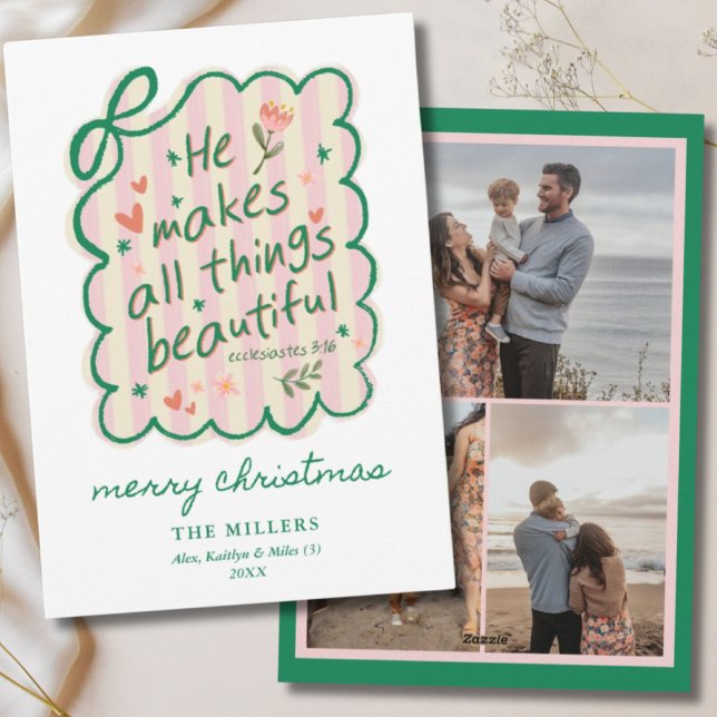 Christian Coquette Jesus Bible Quote Family Photo  Holiday Card (Christian Coquette Jesus Bible Quote Family Photo Holiday Card
)