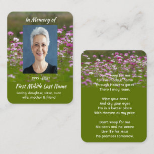 Christian Cosmos Garden Flowers Memorial Keepsake Business Card