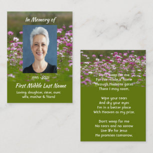 Christian Cosmos Garden Flowers Memorial Keepsake Business Card