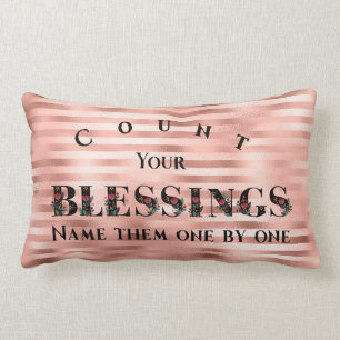 Christian Count Your Blessings Rose Gold Lumbar Cushion