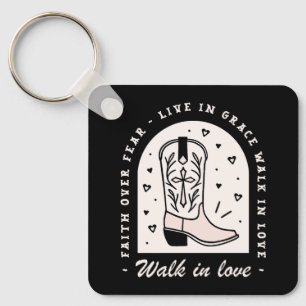 Christian country girl faith quotes cowgirl black key ring