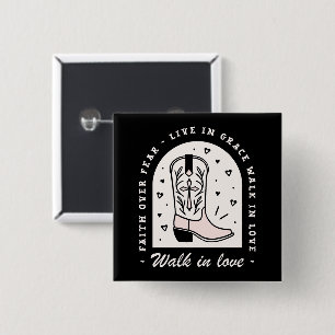 Christian country girl quotes walk in love black 15 cm square badge