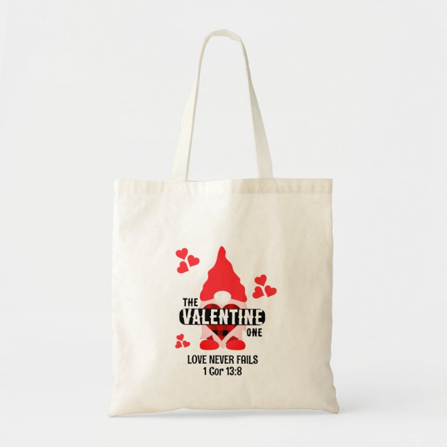Christian Couples VALENTINE GNOME Red Hearts Tote Bag (Front)