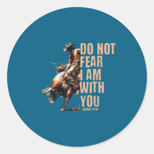 Christian Cowboy Bull Rider Western Classic Round Sticker