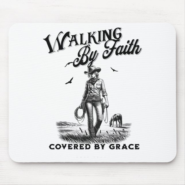 Christian Cowgirl Bible Verse Western Jesus Faith  Mouse Pad (Front)