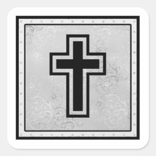Christian Cross 2 Square Sticker