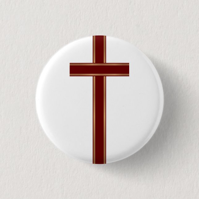 Christian cross 3 cm round badge (Front)