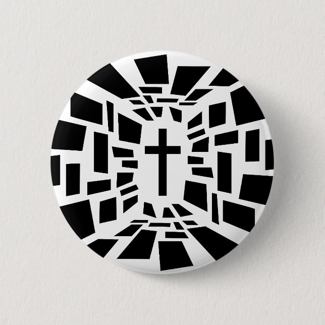 Christian Cross 6 Cm Round Badge (Front)