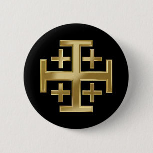 Christian cross 6 cm round badge