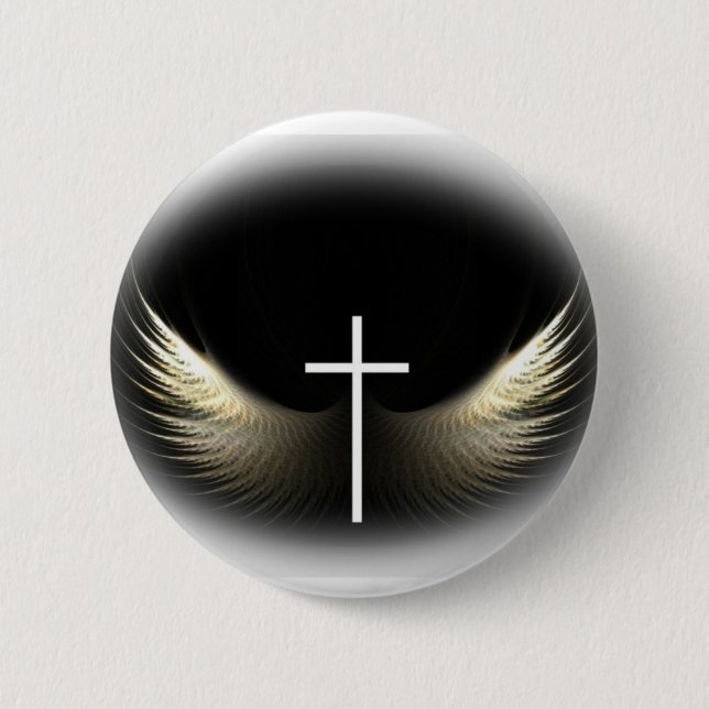 Christian Cross and Holy Spirit 6 Cm Round Badge (Front)