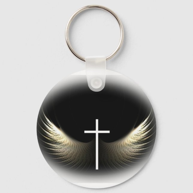Christian Cross and Holy Spirit Inspirational Key Ring (Front)