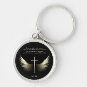 Christian Cross and Spirit Custom  Scripture Key Ring