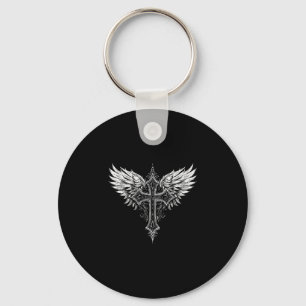Christian Cross Angel Religious  Key Ring