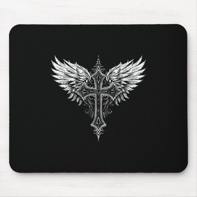 Christian Cross Angel Religious  Mouse Pad (Front)