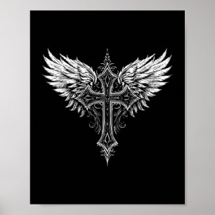 Christian Cross Angel Religious Poster