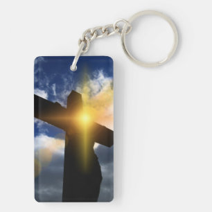 Christian Cross at Easter Sunrise Service Key Ring