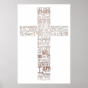 Christian Cross Bible Verses Copper Letters Poster