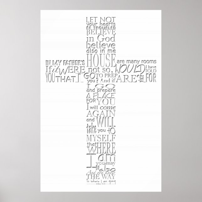 Christian Cross Bible verses John 14 Poster 1 (Front)