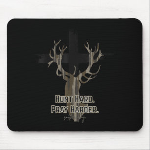 Christian Cross Camo Hunt Hard Pray Harder Deer Hu Mouse Pad