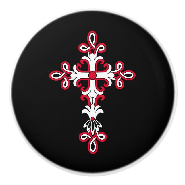 Christian cross ceramic knob (Front)