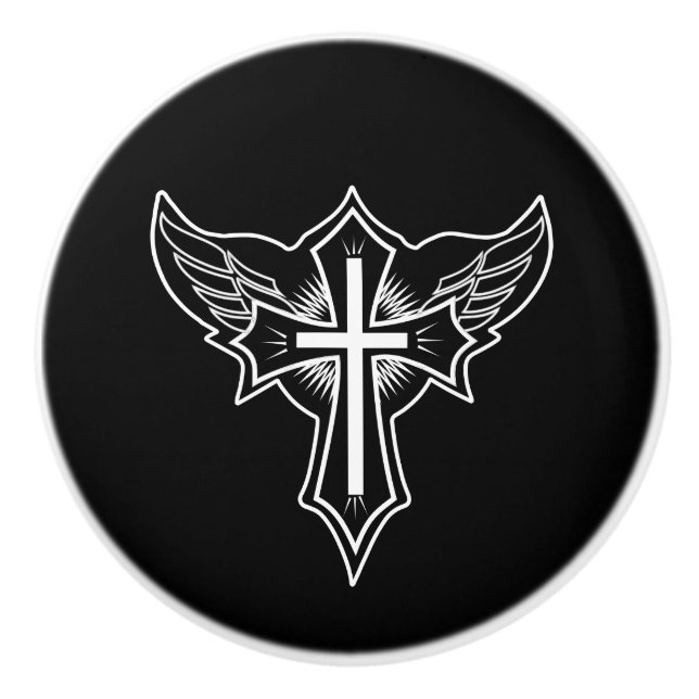 Christian cross ceramic knob (Front)