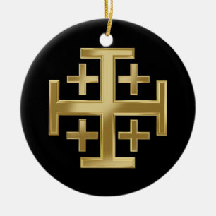 Christian cross ceramic ornament