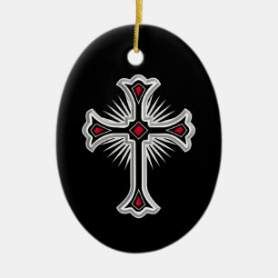Christian cross ceramic ornament
