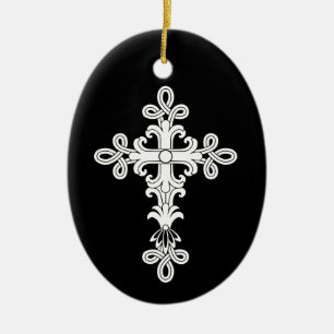 Christian cross ceramic ornament