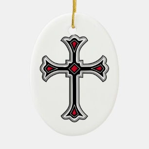 Christian cross ceramic ornament