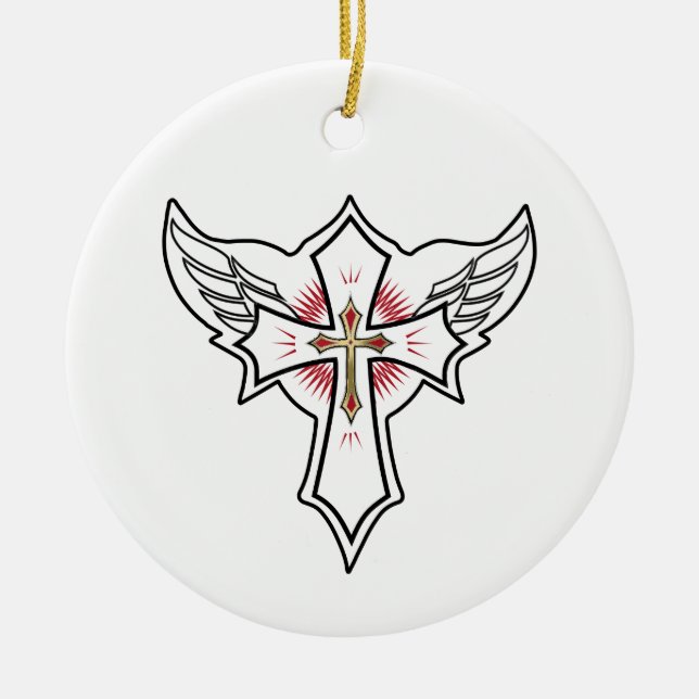 Christian cross ceramic ornament (Front)