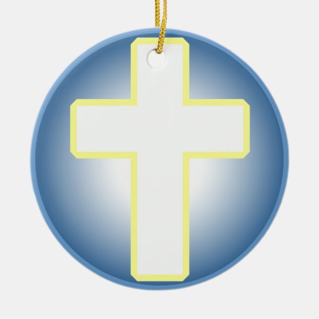 Christian Cross Ceramic Tree Decoration (Front)