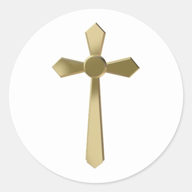 Christian cross classic round sticker (Front)