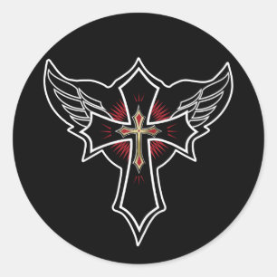 Christian cross classic round sticker