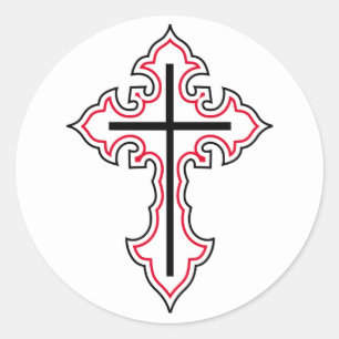 Christian cross classic round sticker