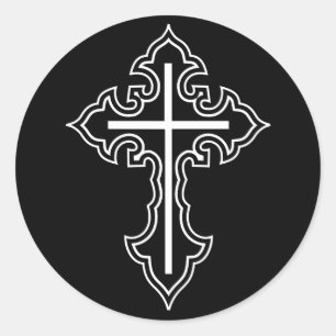 Christian cross classic round sticker
