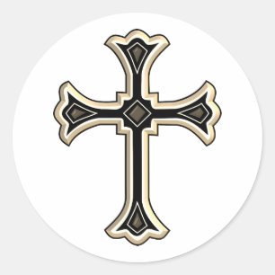 Christian cross classic round sticker