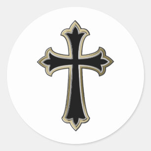 Christian cross classic round sticker