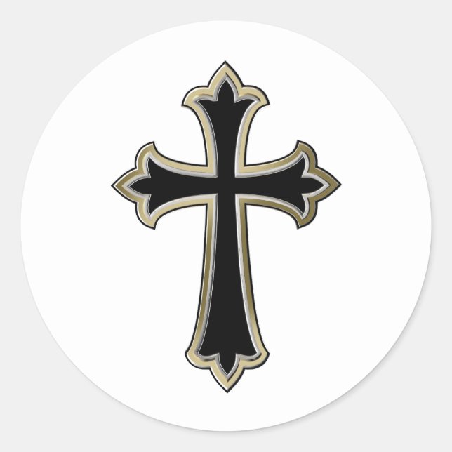 Christian cross classic round sticker (Front)