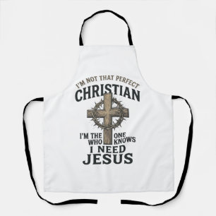 Christian Cross Crown of Thorns Vintage Faith Shir Apron
