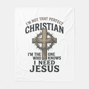 Christian Cross Crown of Thorns Vintage Faith Shir Fleece Blanket