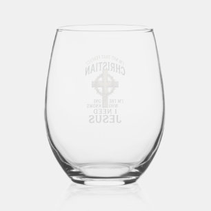Christian Cross Crown of Thorns Vintage Faith Shir Stemless Wine Glass