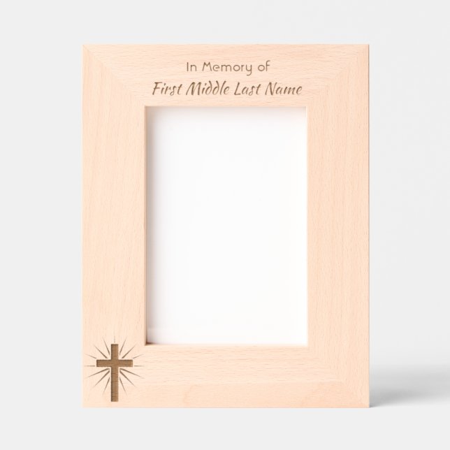 Christian Cross Crucifix Memorial Keepsake  Etched Frames (Front)