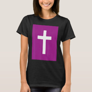 Christian Cross Crucifix Purple Background Jesus E T-Shirt