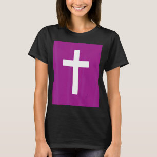 Christian Cross Crucifix Purple Background Jesus E T-Shirt