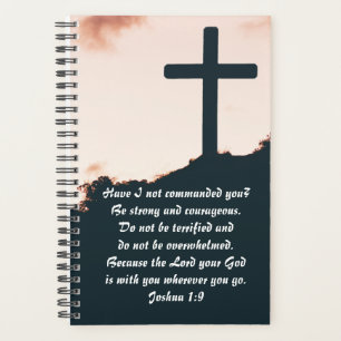 Christian Cross Custom Bible Verse Joshua 1:9 Planner