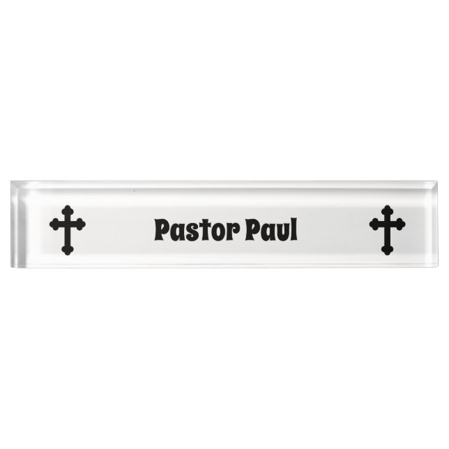 Christian Cross Custom Pastor Nameplate (Front)