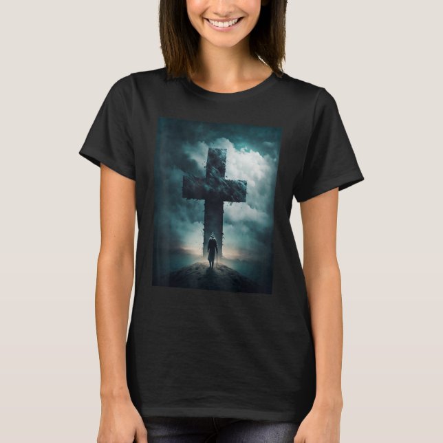 Christian Cross Faith and Prayer T-Shirt (Front)
