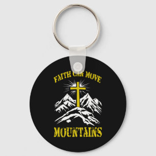 Christian Cross Faith Can Move Mountains Key Ring