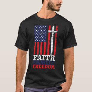 Christian Cross Faith Family Freedom USA America F T-Shirt