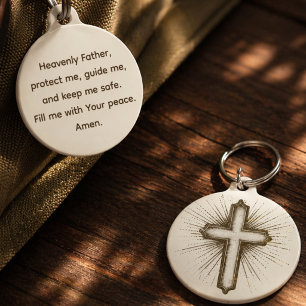 Christian Cross Faith Protection Prayer Pet Tag